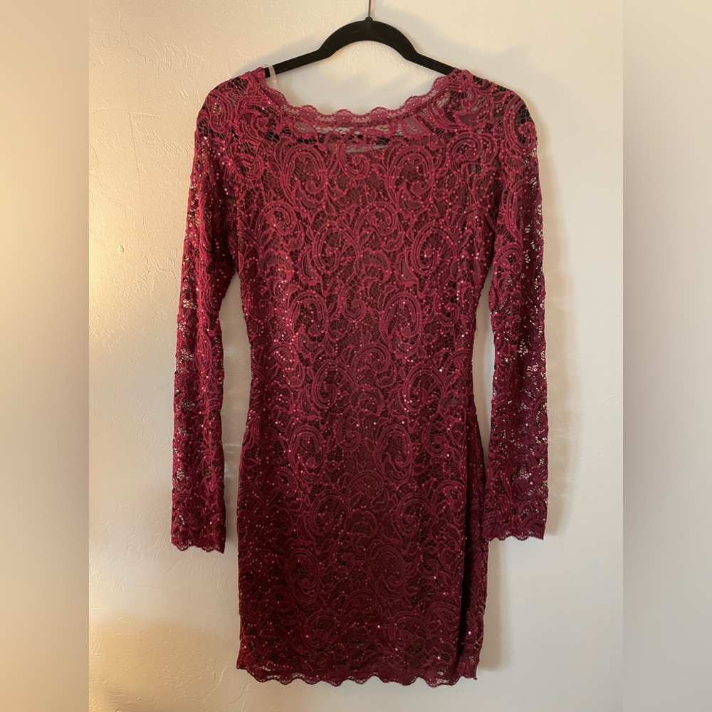 Dark Red Sequin Hearts Dress